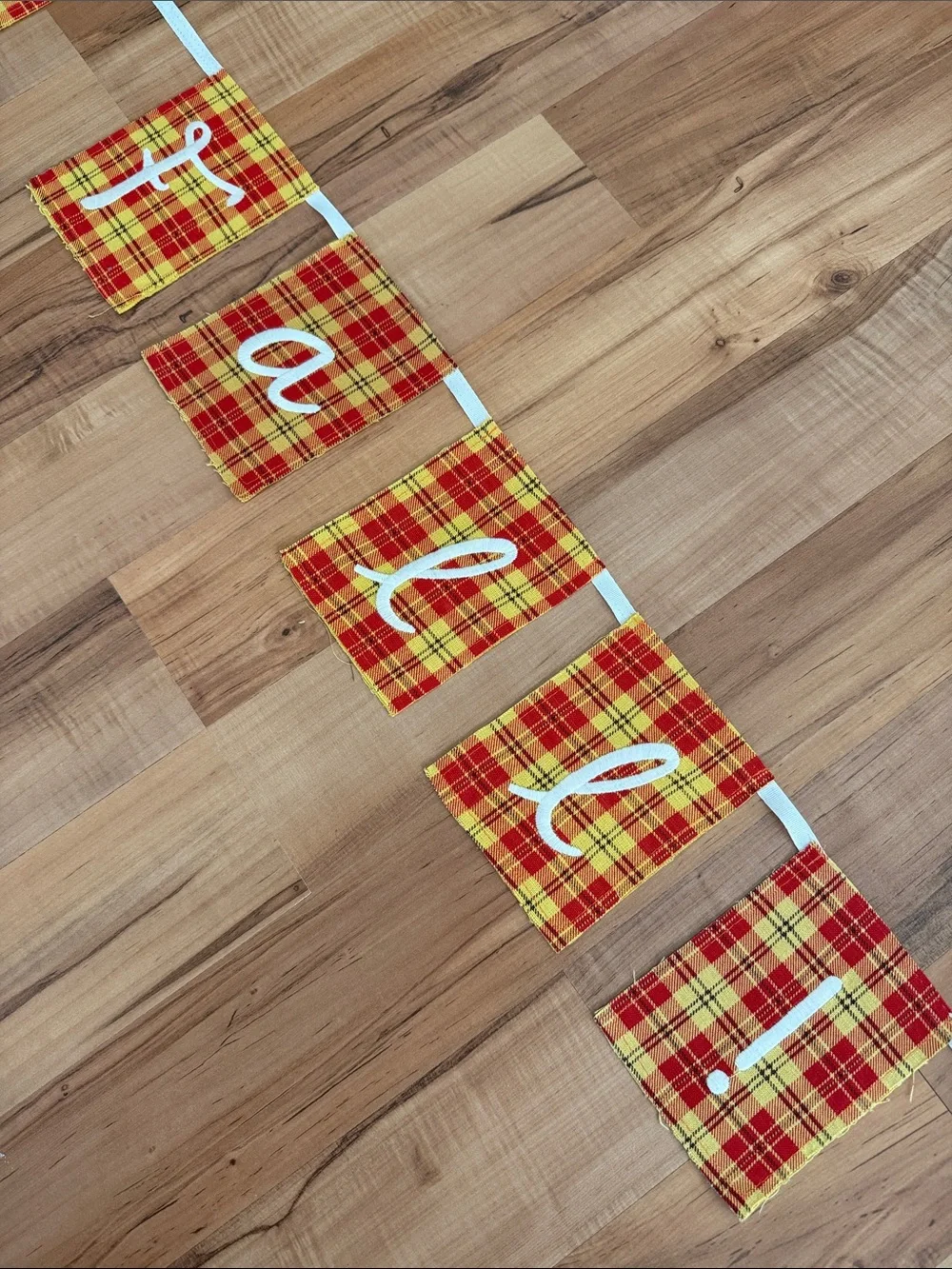 Threshold Plaid 'Happy Fall' Fabric Banner Garland - Red & Yellow/Gold 5 ft 8 in